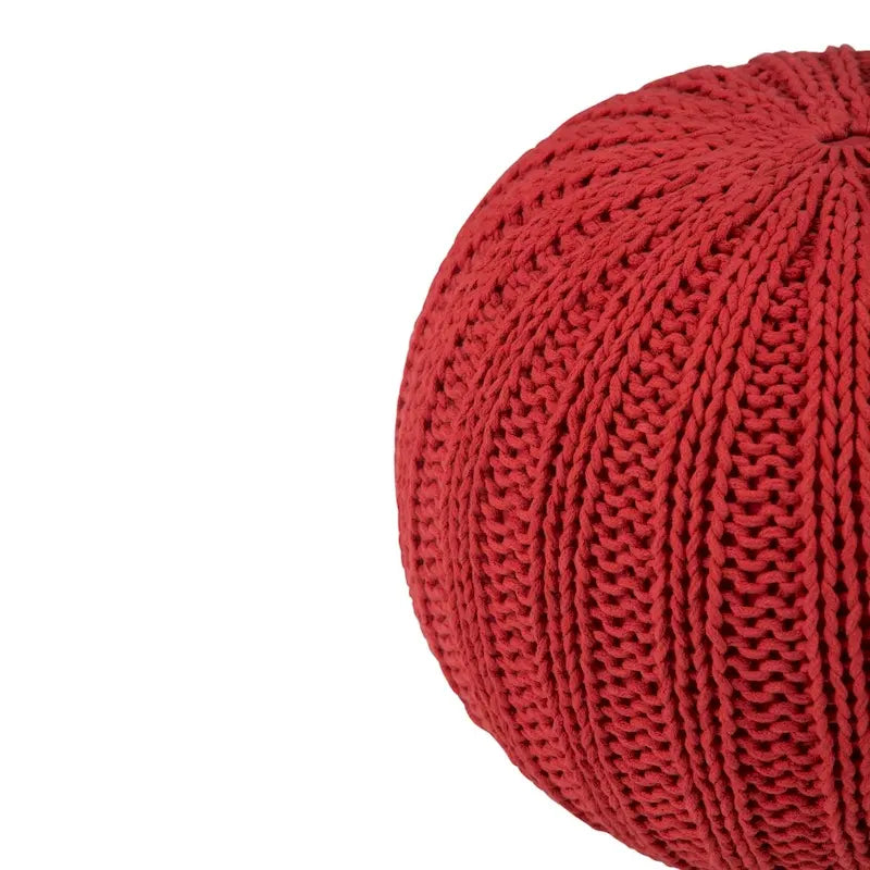 Pouf rond ottoman bohème en coton tricoté à la main