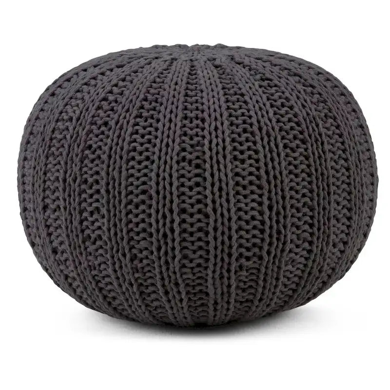 Pouf rond ottoman bohème en coton tricoté à la main