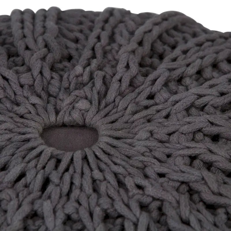 Pouf rond ottoman bohème en coton tricoté à la main