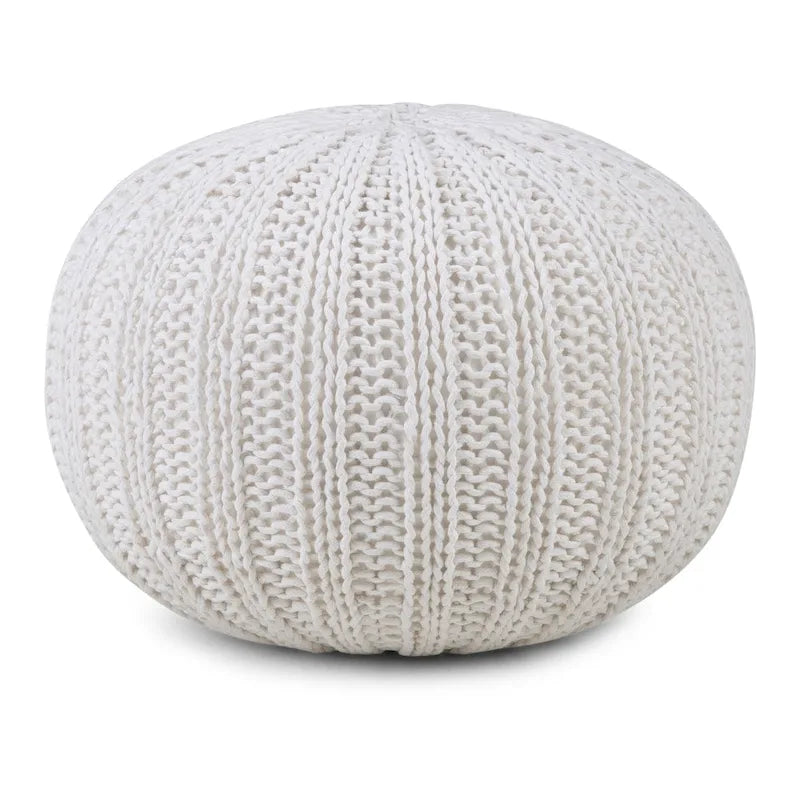Pouf rond ottoman bohème en coton tricoté à la main