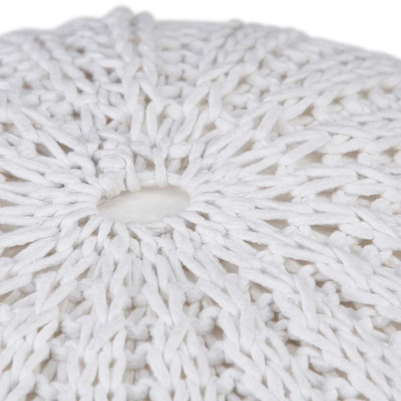 Pouf rond ottoman bohème en coton tricoté à la main
