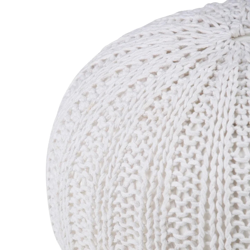 Pouf rond ottoman bohème en coton tricoté à la main