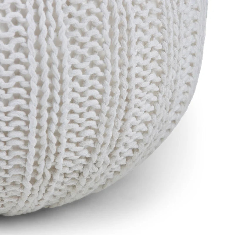 Pouf rond ottoman bohème en coton tricoté à la main