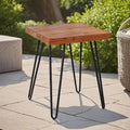 Table d'appoint en bois avec pieds épingles en fer