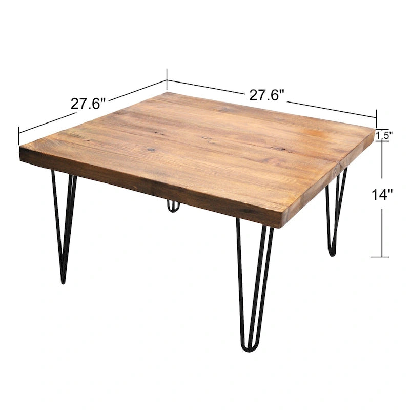 Table d'appoint en bois avec pieds épingles en fer
