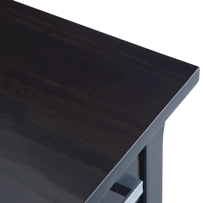 Table d'appoint rectangulaire étroite en bois massif de 35,5 cm avec tiroir et étagère