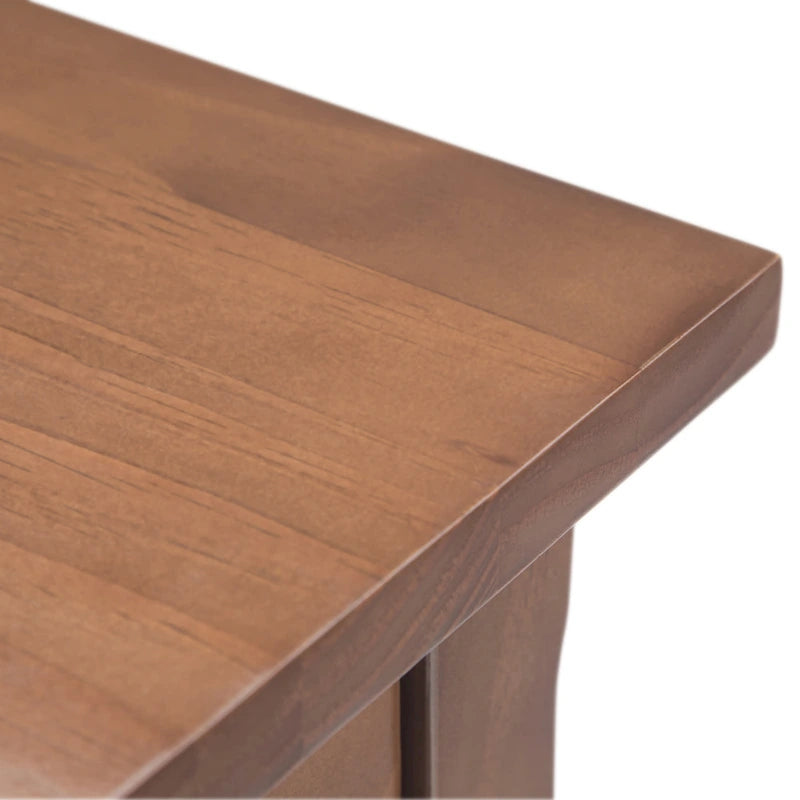 Table d'appoint rectangulaire étroite en bois massif de 35,5 cm avec tiroir et étagère