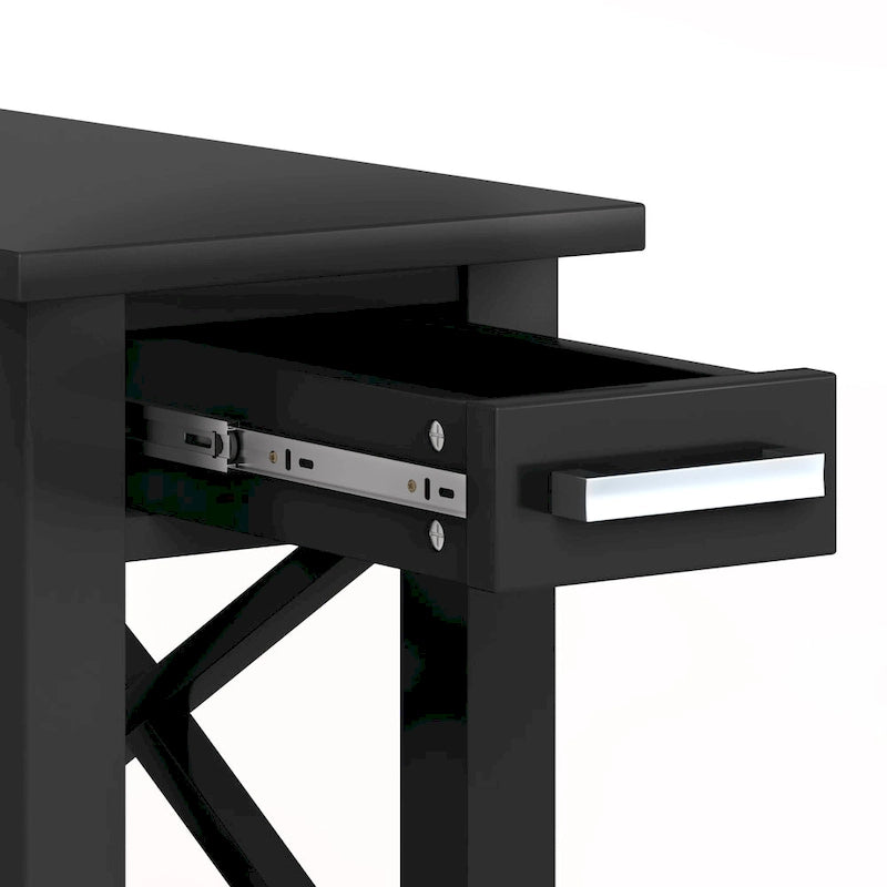 Table d'appoint rectangulaire étroite en bois massif de 35,5 cm avec tiroir et étagère