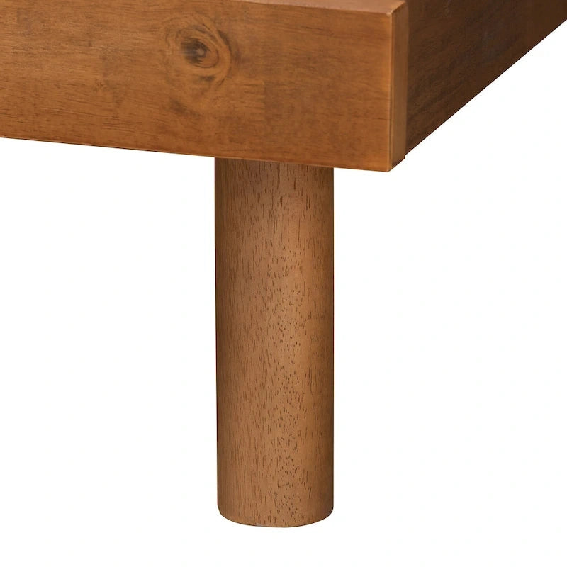 Lit plateforme en bois de frêne et de noyer style Mid-Century Modern