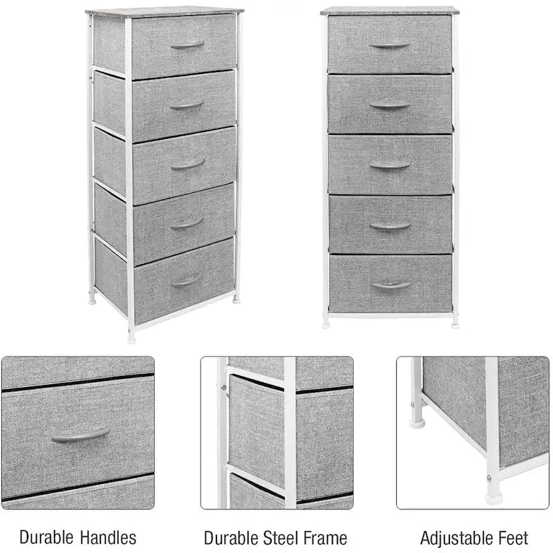 Commode de rangement à 5 tiroirs pour chambre ou placard