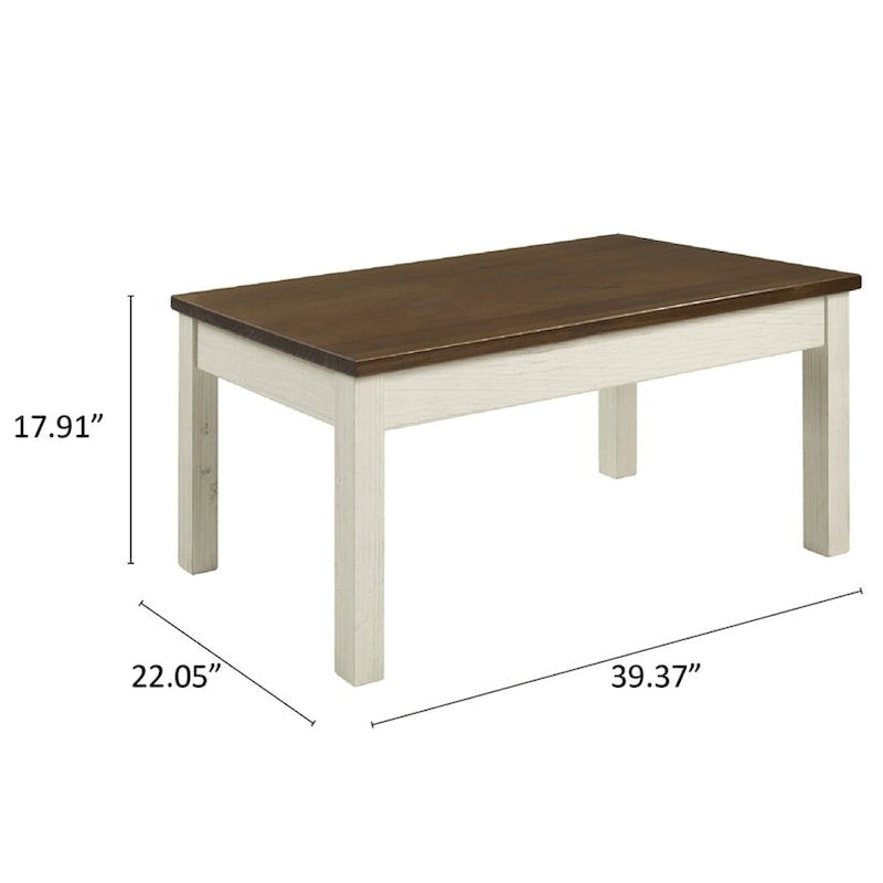 Table basse en bois blanc vieilli