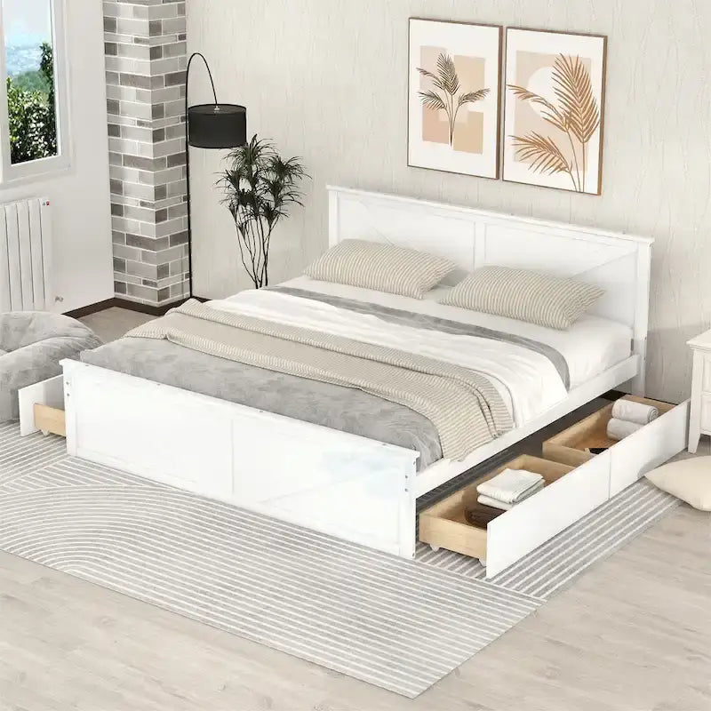 Lit plateforme en bois King Size