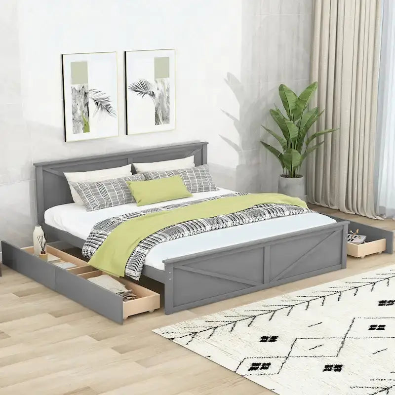 Lit plateforme en bois King Size