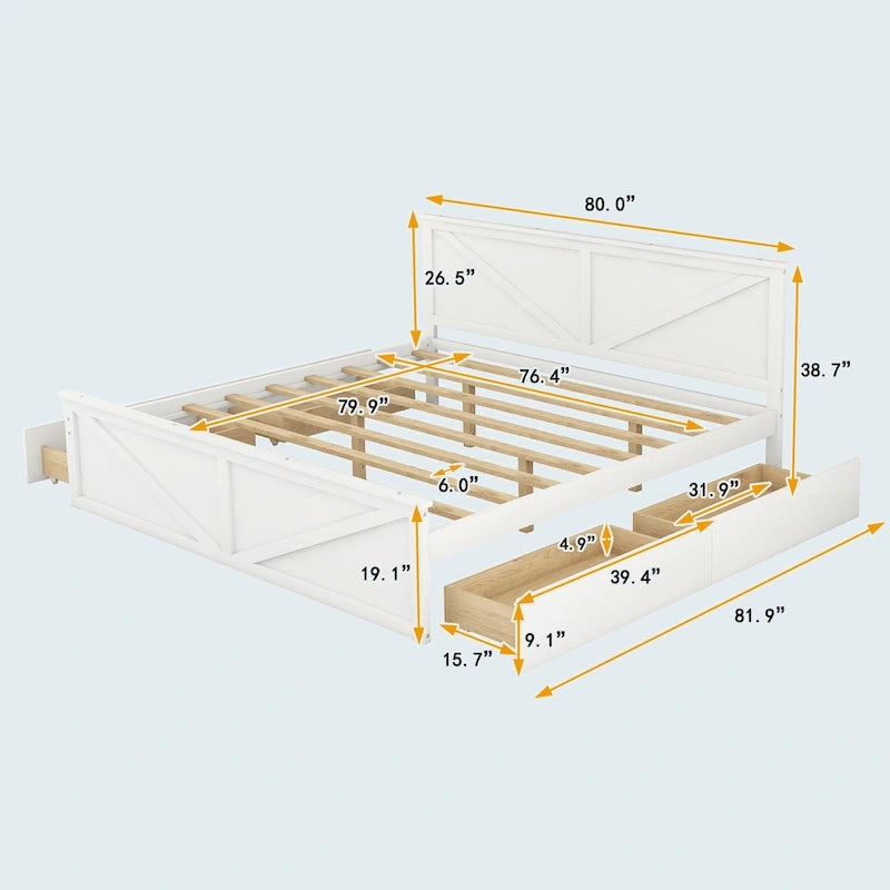 Lit plateforme en bois King Size
