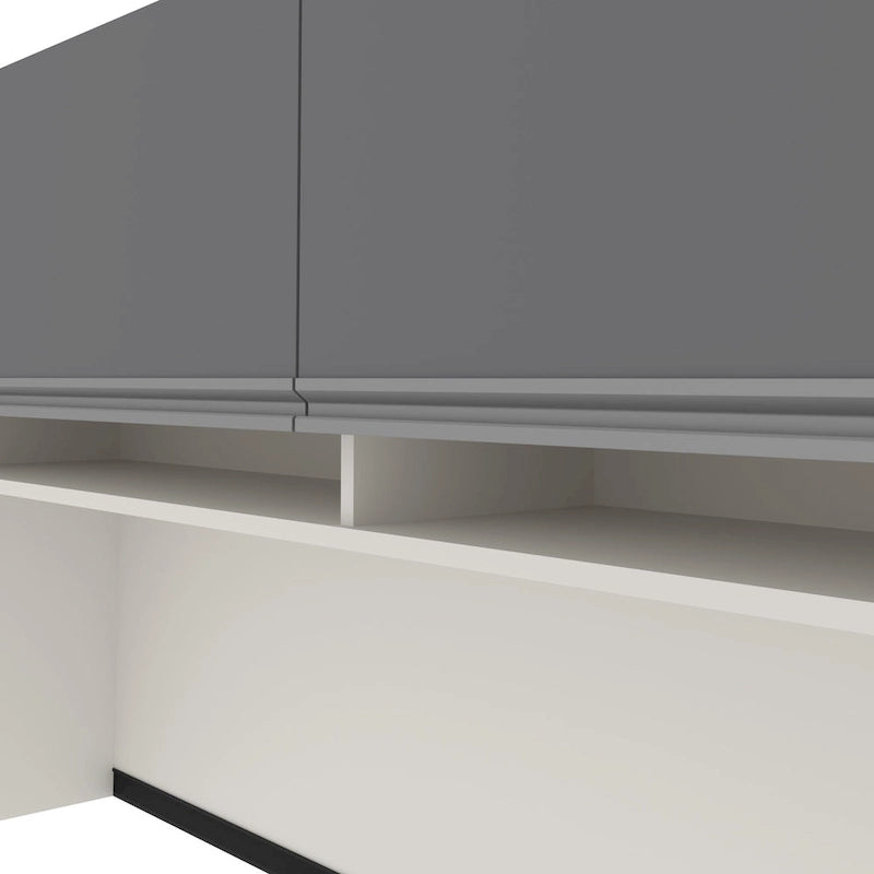 Bureau en L de 183 cm avec huche, caisson à tiroirs, tablette coulissante pour clavier et support d'unité centrale