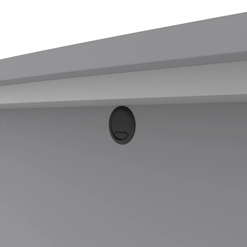 Bureau en L de 183 cm avec huche, caisson à tiroirs, tablette coulissante pour clavier et support d'unité centrale
