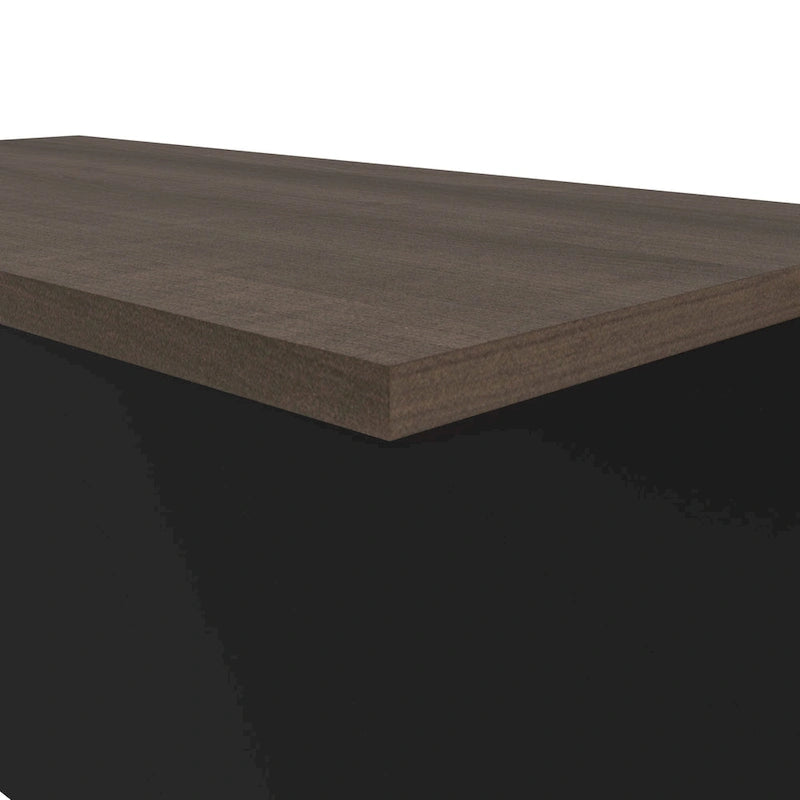 Bureau en L de 183 cm avec huche, caisson à tiroirs, tablette coulissante pour clavier et support d'unité centrale