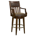 Tabouret de bar pivotant en bois rustique avec assise en similicuir