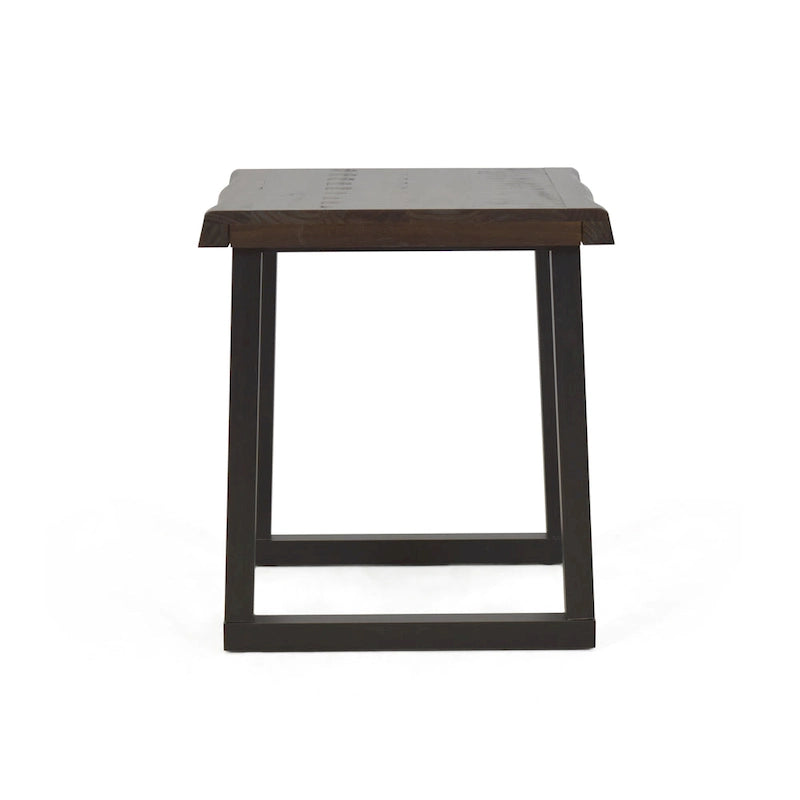 Table d'appoint rustique à bord vif avec pieds traîneau
