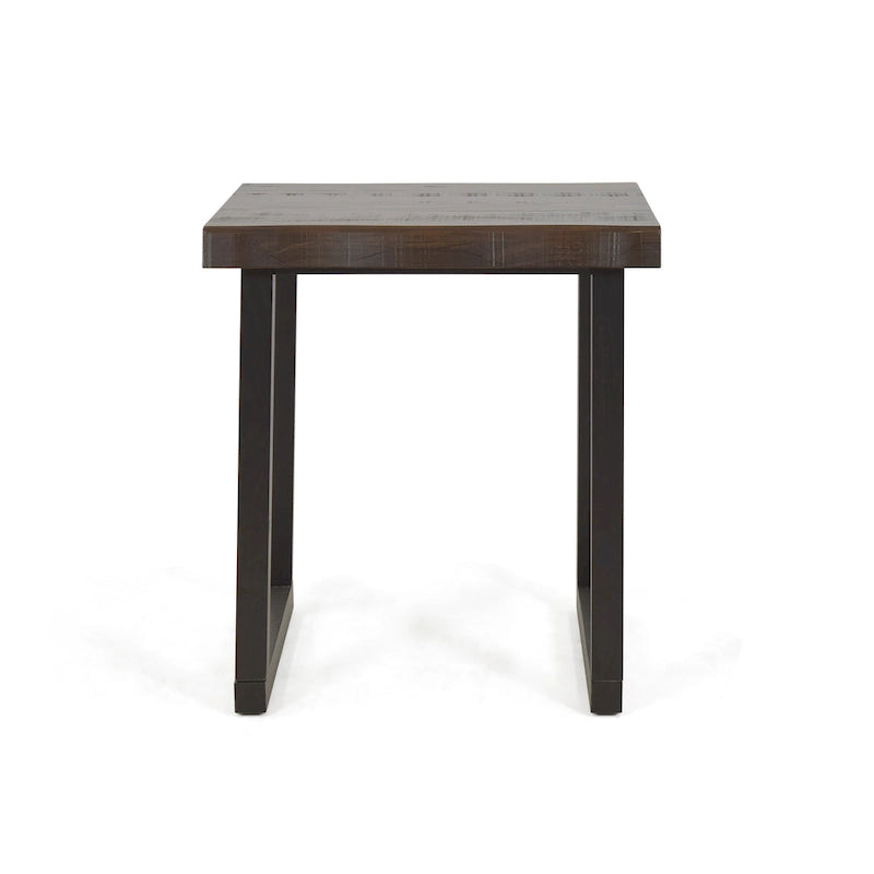 Table d'appoint rustique à bord vif avec pieds traîneau