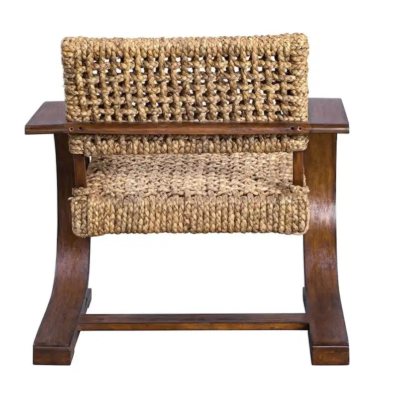 Fauteuil d'appoint bohème en fibres de bananier tressées naturelles