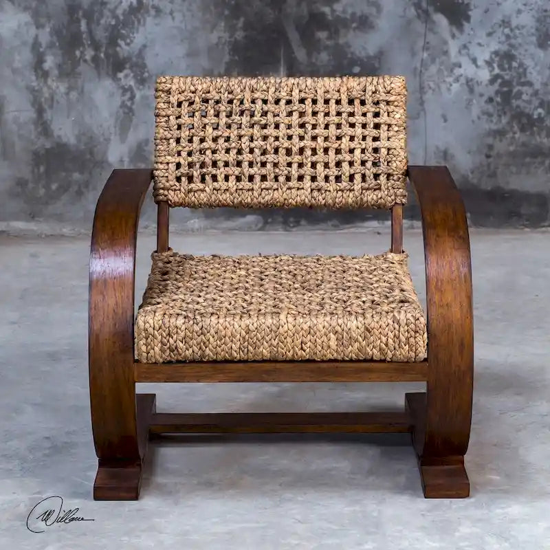 Fauteuil d'appoint bohème en fibres de bananier tressées naturelles