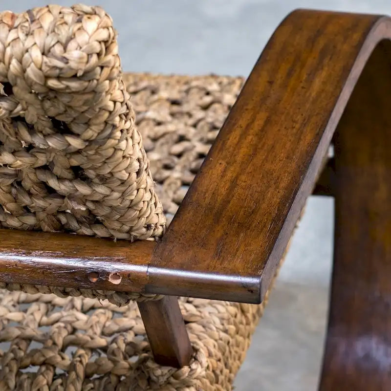 Fauteuil d'appoint bohème en fibres de bananier tressées naturelles
