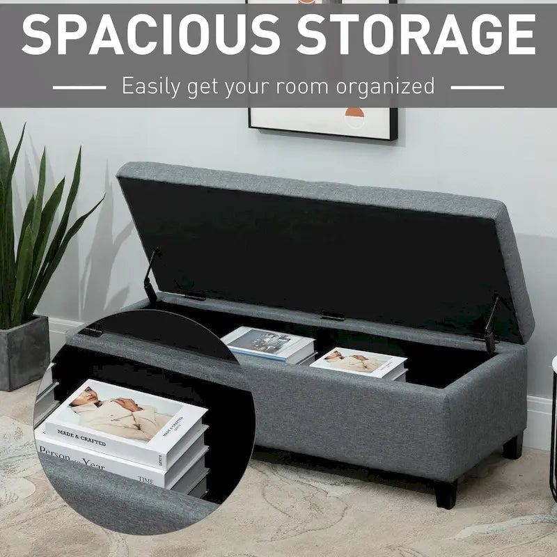 Banc de rangement capitonné en tissu de 51 pouces
