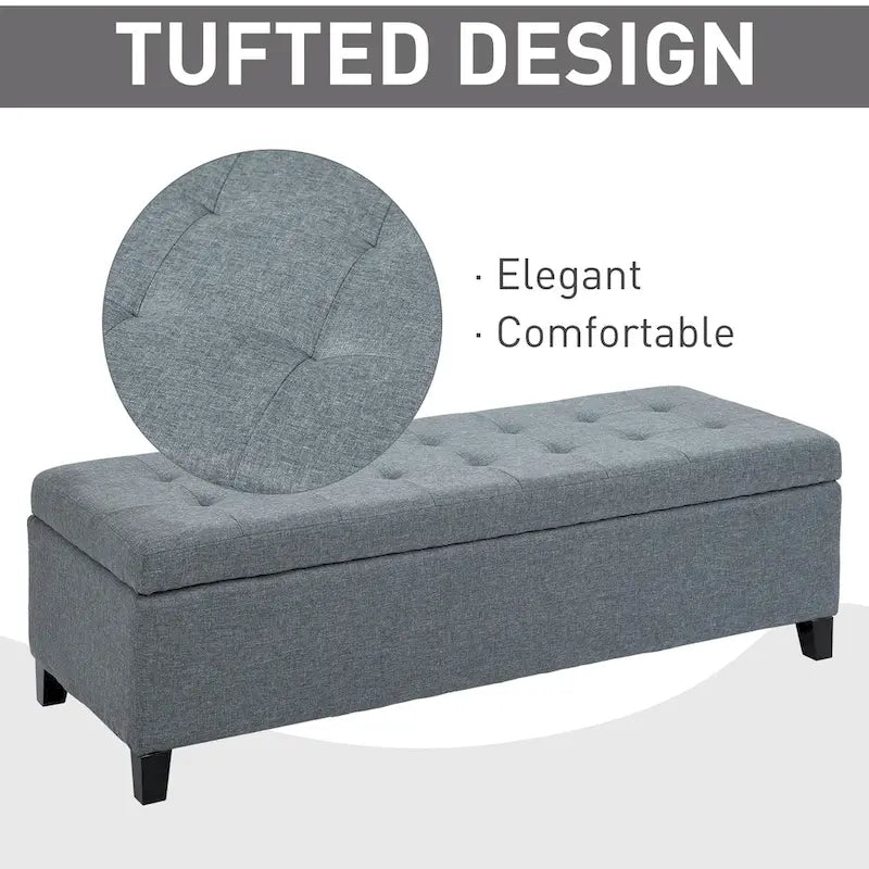 Banc de rangement capitonné en tissu de 51 pouces