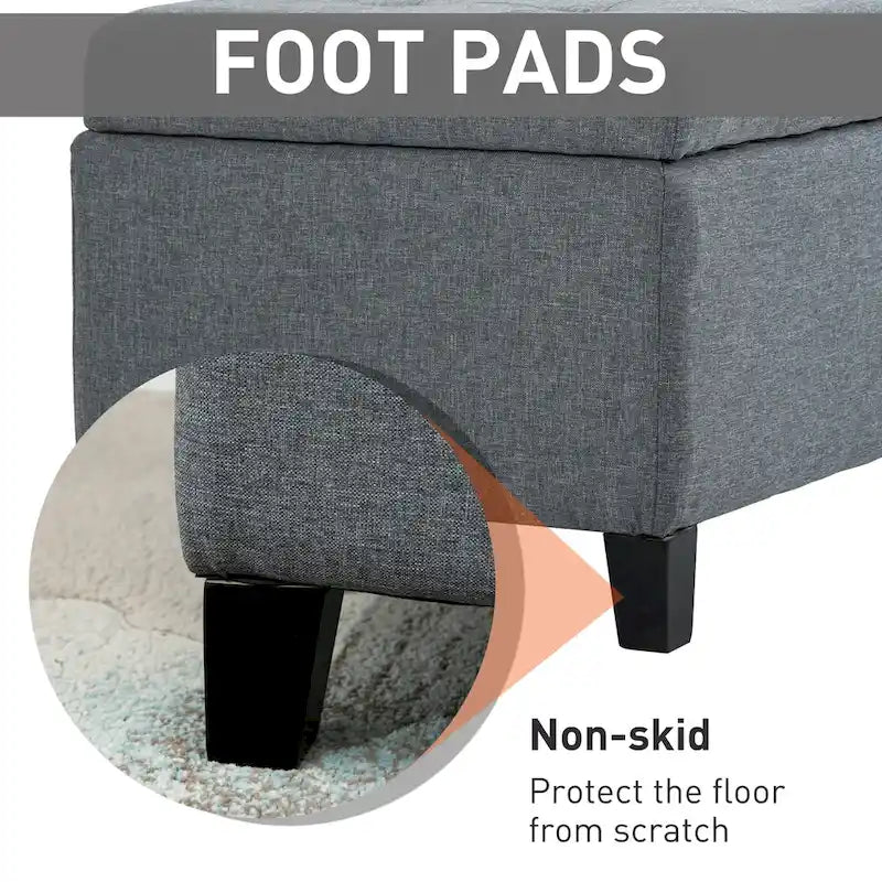 Banc de rangement capitonné en tissu de 51 pouces