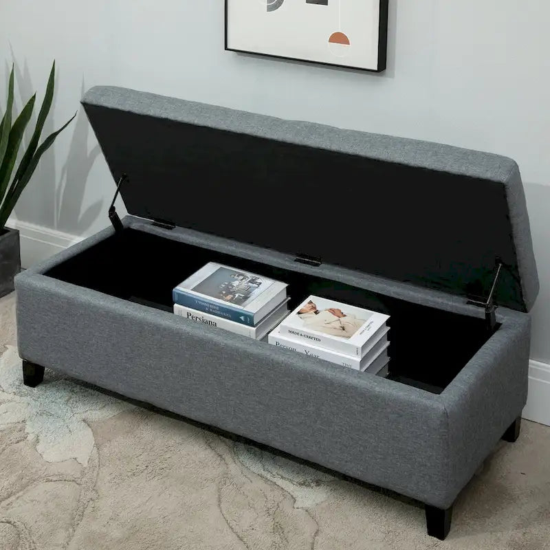 Banc de rangement capitonné en tissu de 51 pouces