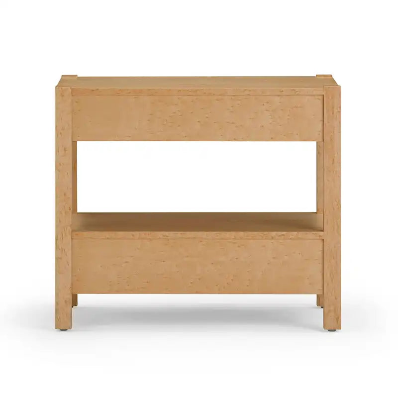 Table de chevet à 2 tiroirs en bois d'acacia avec accents en laiton