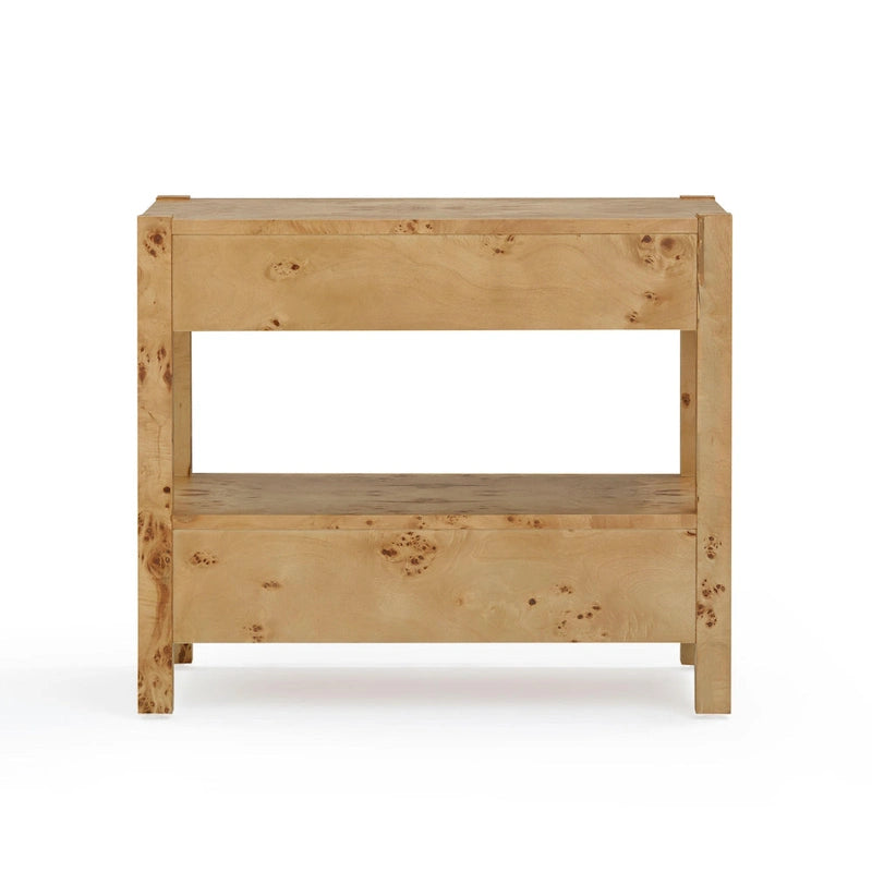 Table de chevet à 2 tiroirs en bois d'acacia avec accents en laiton