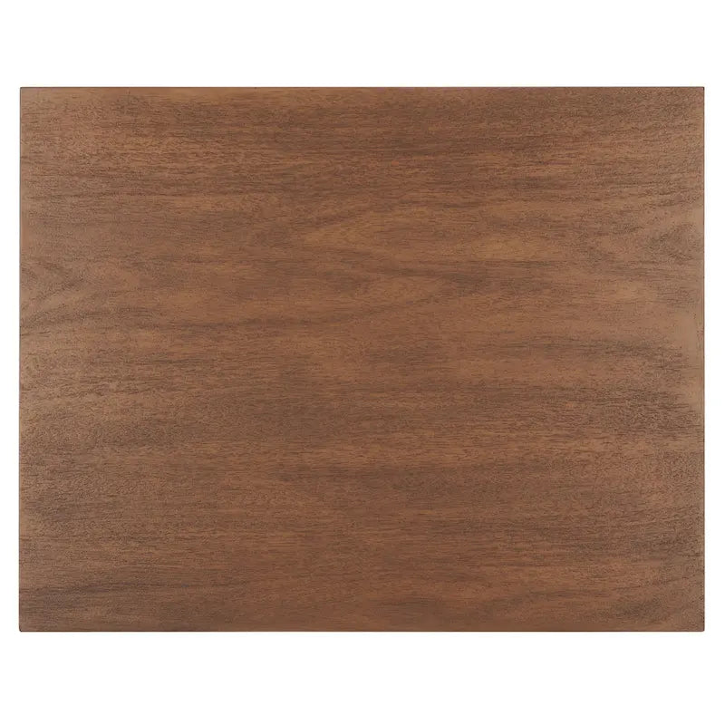 Table de chevet en bois à 3 tiroirs avec détails sculptés et poignées en laiton