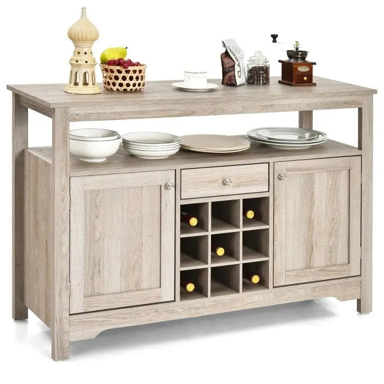 Desserte de salle à manger/buffet avec rangement à vin, style transitionnel - 115,5 x 40,5 x 80 cm (L x l x H)