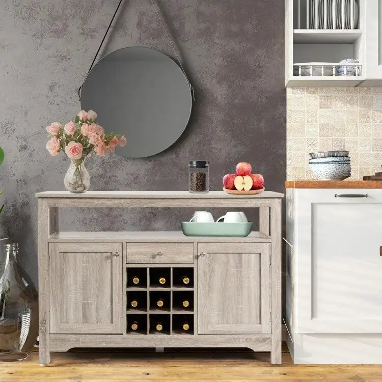 Desserte de salle à manger/buffet avec rangement à vin, style transitionnel - 115,5 x 40,5 x 80 cm (L x l x H)
