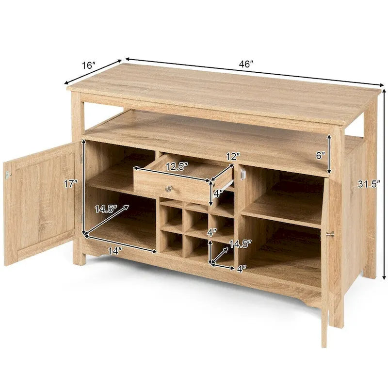 Desserte de salle à manger/buffet avec rangement à vin, style transitionnel - 115,5 x 40,5 x 80 cm (L x l x H)