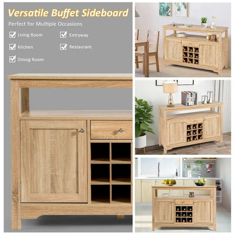 Desserte de salle à manger/buffet avec rangement à vin, style transitionnel - 115,5 x 40,5 x 80 cm (L x l x H)