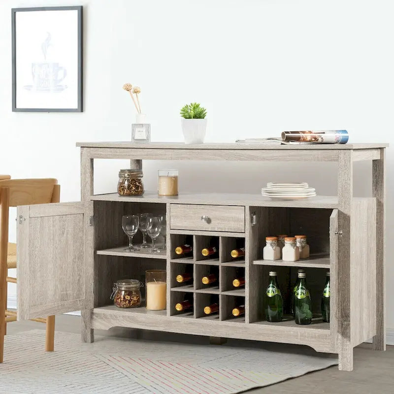 Desserte de salle à manger/buffet avec rangement à vin, style transitionnel - 115,5 x 40,5 x 80 cm (L x l x H)