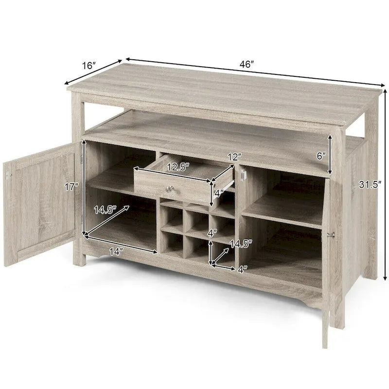 Desserte de salle à manger/buffet avec rangement à vin, style transitionnel - 115,5 x 40,5 x 80 cm (L x l x H)