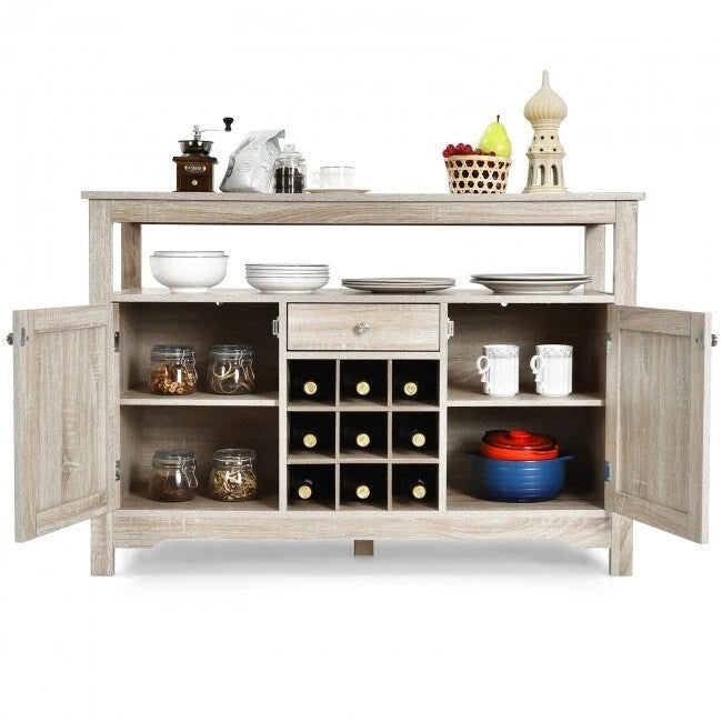 Desserte de salle à manger/buffet avec rangement à vin, style transitionnel - 115,5 x 40,5 x 80 cm (L x l x H)