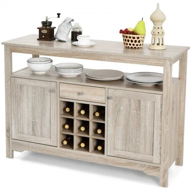 Desserte de salle à manger/buffet avec rangement à vin, style transitionnel - 115,5 x 40,5 x 80 cm (L x l x H)