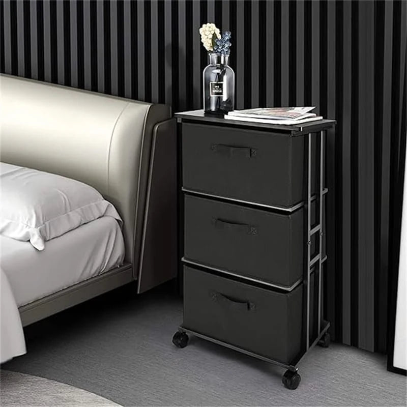 Commode en tissu à 3 tiroirs avec roulettes