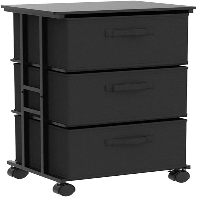 Commode en tissu à 3 tiroirs avec roulettes