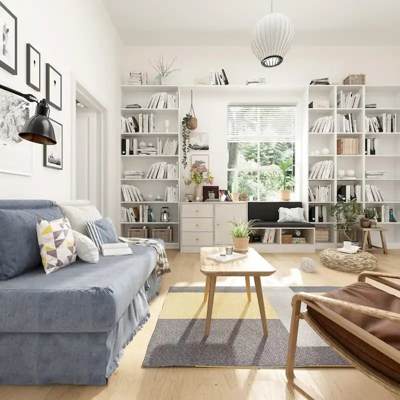 Banc de rangement à chaussures blanc avec siège coussiné et étagères réglables