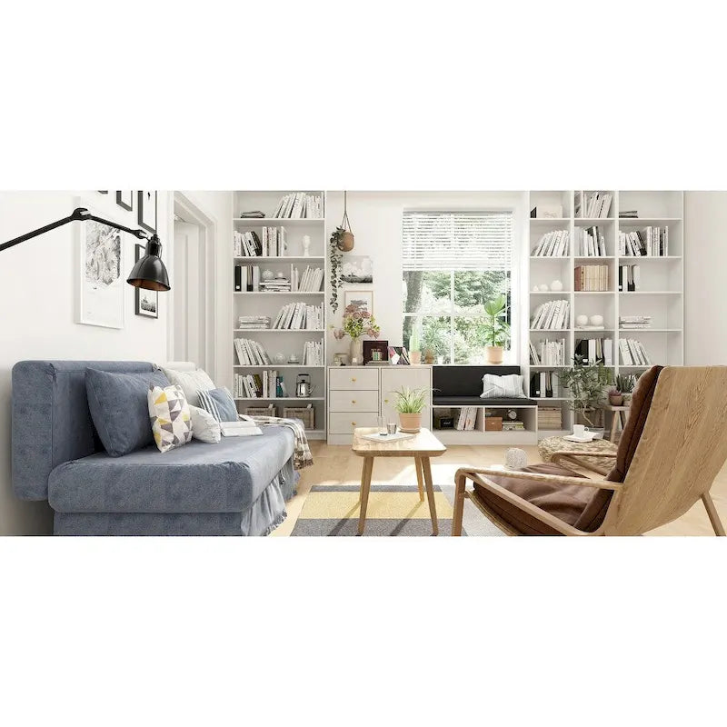Banc de rangement à chaussures blanc avec siège coussiné et étagères réglables