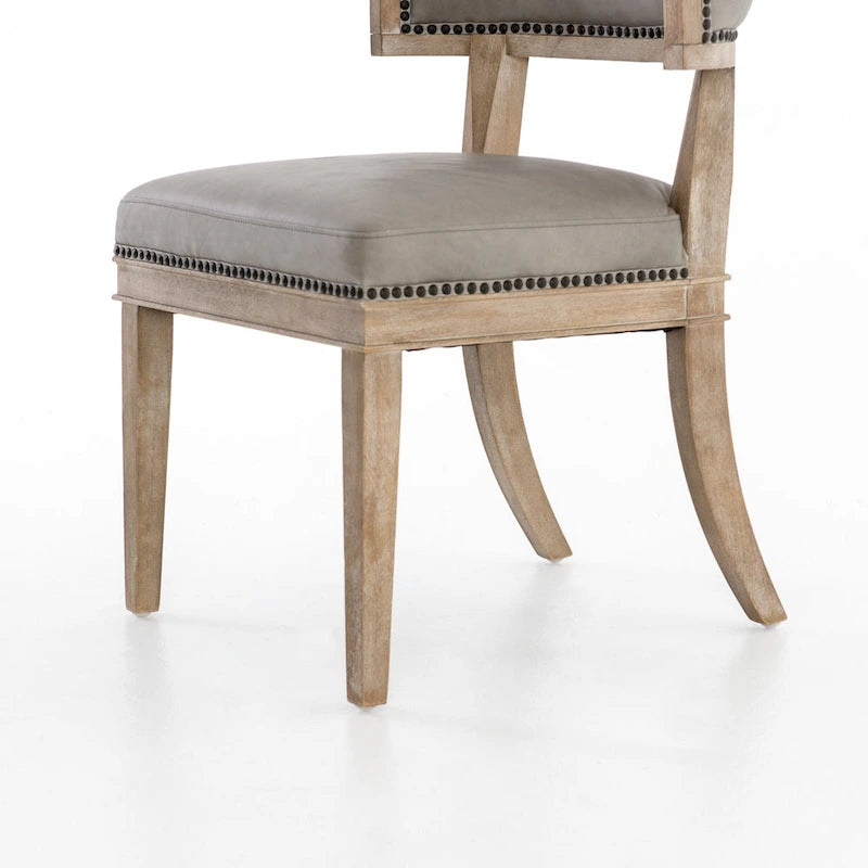 Chaises de salle à manger en cuir pleine fleur avec cadre en bois dur courbé