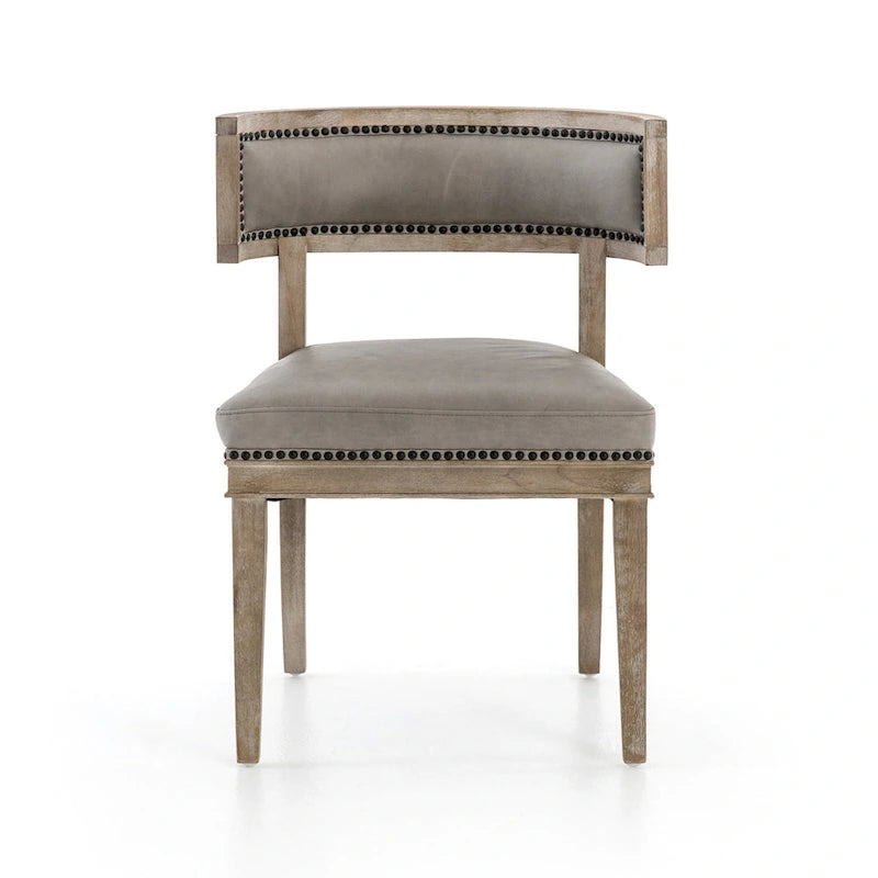 Chaises de salle à manger en cuir pleine fleur avec cadre en bois dur courbé