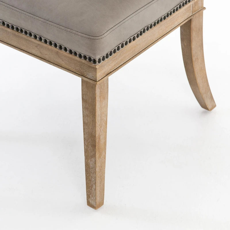 Chaises de salle à manger en cuir pleine fleur avec cadre en bois dur courbé