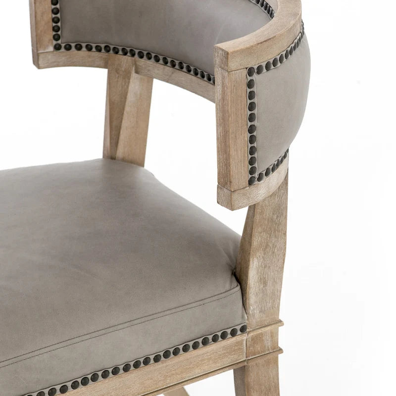 Chaises de salle à manger en cuir pleine fleur avec cadre en bois dur courbé